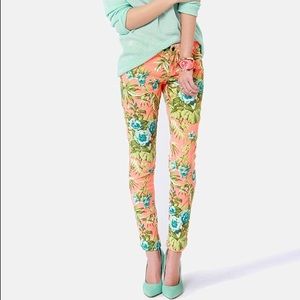 Orange Paradise Floral Print Skinny Jeans